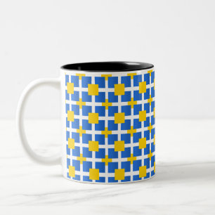 Caneca De Café Em Dois Tons Quadrados azuis reais