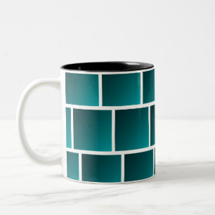 Caneca De Café Em Dois Tons Quadrados de Teal Gradiente