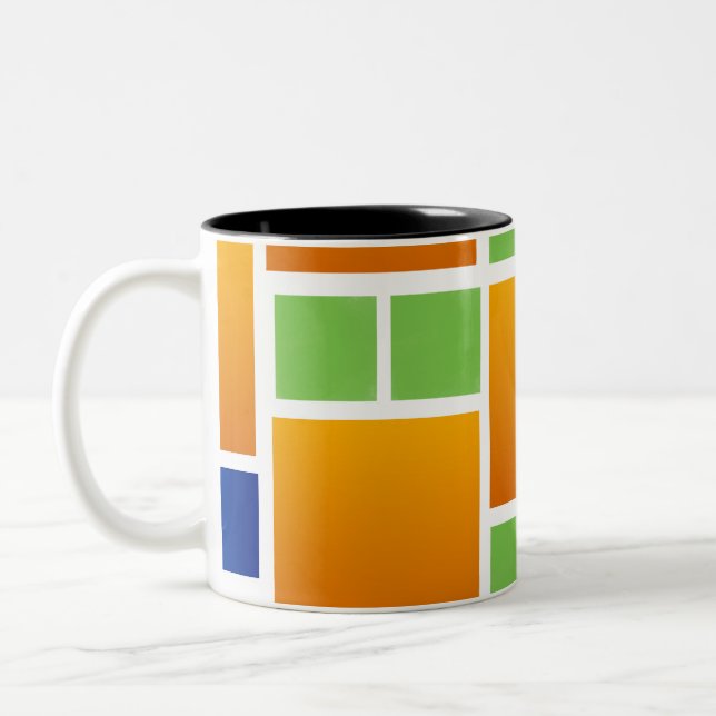 Caneca De Café Em Dois Tons Quadrados Gradientes Laranja (Esquerda)