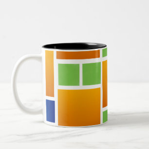 Caneca De Café Em Dois Tons Quadrados Gradientes Laranja