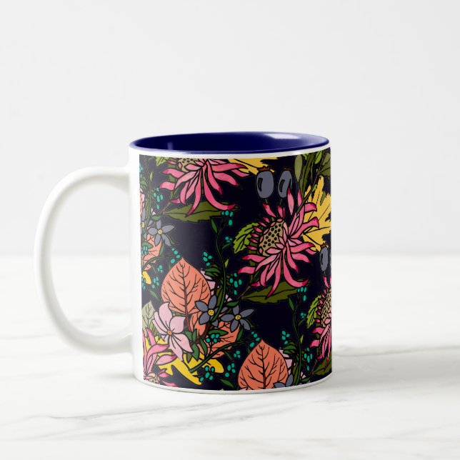 Caneca De Café Em Dois Tons Quadro de flores amarelo-escuro (Esquerda)