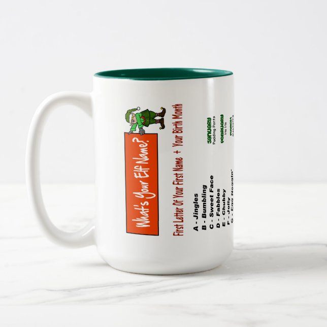 Caneca De Café Em Dois Tons Qual é o seu nome de Elf Mug? (Esquerda)