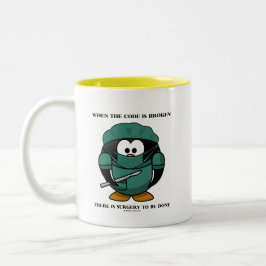 Caneca De Café Em Dois Tons Quando O Código Estiver Quebrado, Haverá Cirurgia 