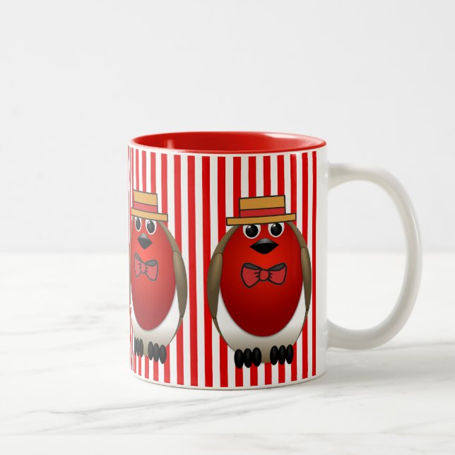 Caneca De Café Em Dois Tons Quarteto vermelho do pisco de peito vermelho (Direita)