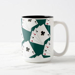 Caneca De Café Em Dois Tons Quatro Aces Jogando Cartões Mug
