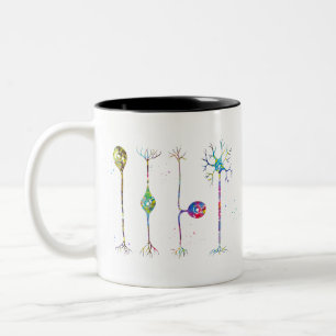 Caneca De Café Em Dois Tons Quatro tipos de neurônios