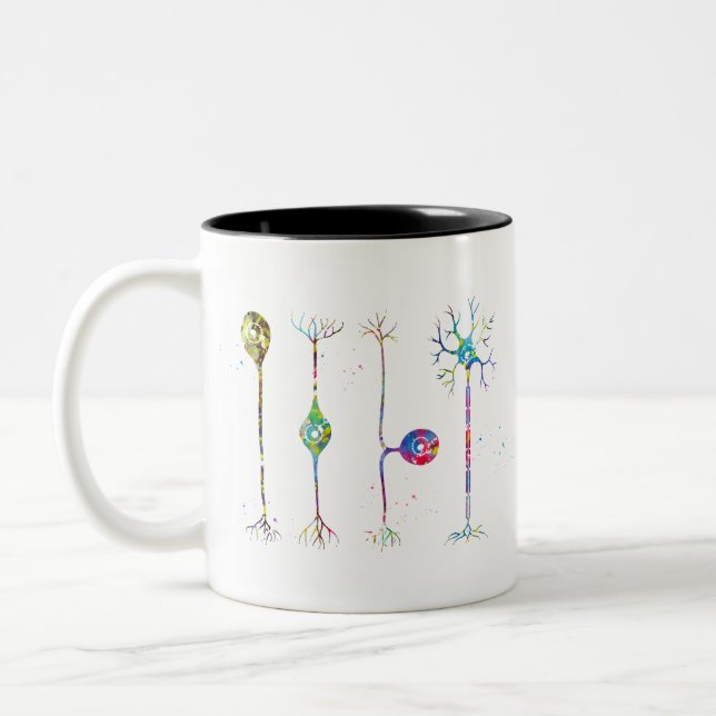 Caneca De Café Em Dois Tons Quatro tipos de neurônios (Esquerda)