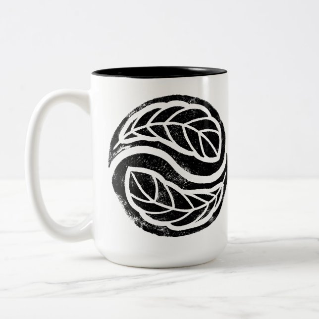 Caneca De Café Em Dois Tons Quatro ventos Uma Respiração "Yin Yang Feather" (Esquerda)