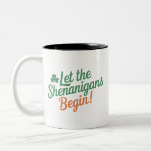 Caneca De Café Em Dois Tons Que Comece as Travessuras Funny Irish St Patricks 