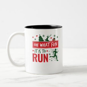 Caneca De Café Em Dois Tons Que divertido é correr no corredor do Natal