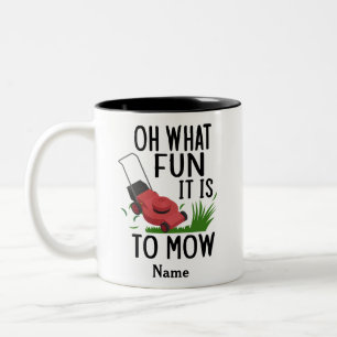 Caneca De Café Em Dois Tons Que divertido é cortar, Pai Lawn Mower