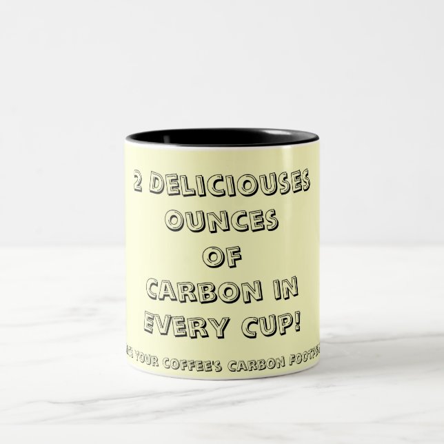 Caneca De Café Em Dois Tons Que é pegada do carbono do seu café? (Centro)