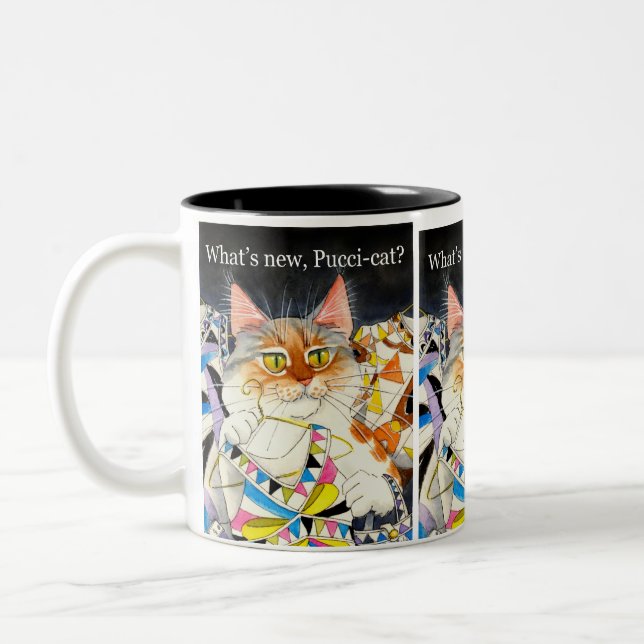 Caneca De Café Em Dois Tons Que é Pucci-gato novo? (Esquerda)
