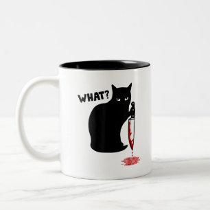 Caneca De Café Em Dois Tons Que Gato Assassino Segurando Faca Dia de as Bruxas