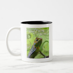 Caneca De Café Em Dois Tons Que mundo maluco - Um Lizard especial