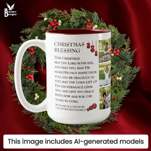 Caneca De Café Em Dois Tons QUE O SENHOR ABENÇOE VOCÊ Foto de Família Natal