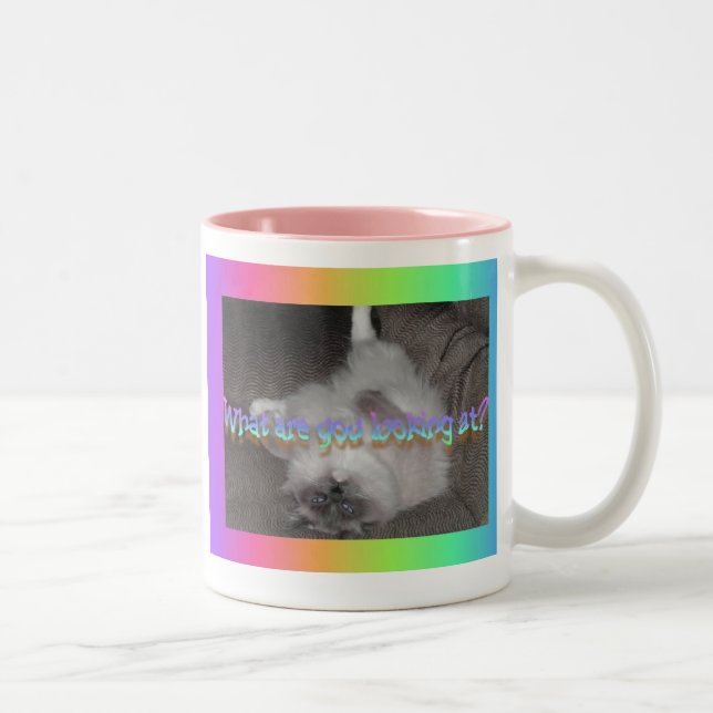 Caneca De Café Em Dois Tons Que você está olhando? (Direita)