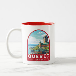 Caneca De Café Em Dois Tons Quebec Canada Viagem Art Vintage