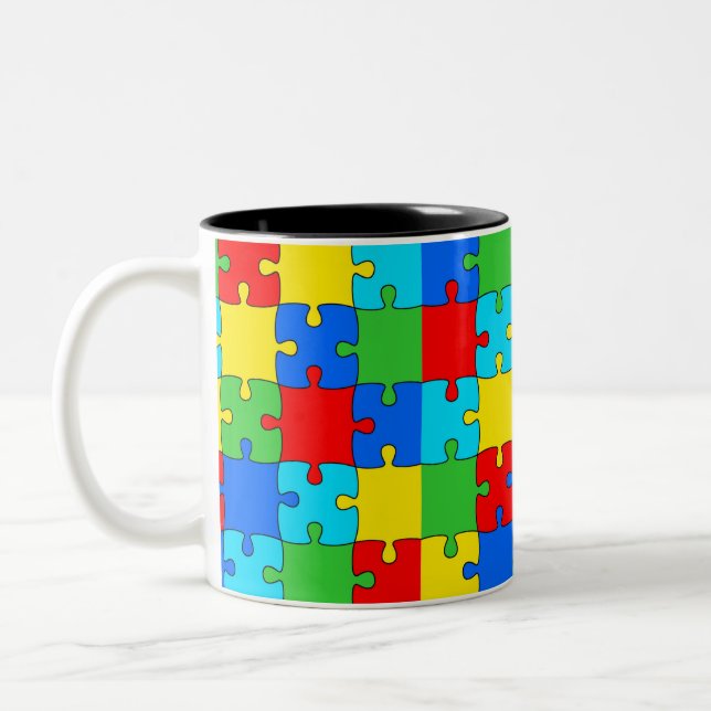 Caneca De Café Em Dois Tons Quebra-cabeça coloridos (Esquerda)