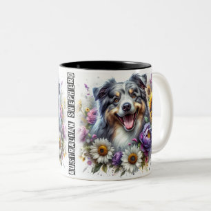 Caneca De Café Em Dois Tons Quebra-cabeça de cão australiano bonito