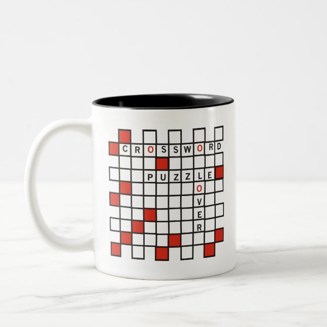 Caneca De Café Em Dois Tons Quebra-cabeça de Palavra-Cruzada Vermelha-Dois-Soe (Esquerda)