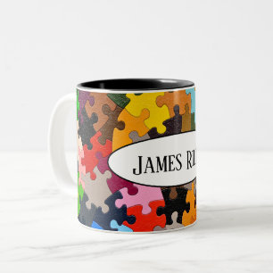 Caneca De Café Em Dois Tons quebra-cabeça de peças coloridas