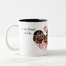 Caneca De Café Em Dois Tons Quebra-cabeça-Heart Design de Mug