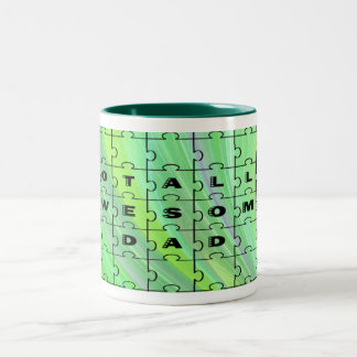 Caneca De Café Em Dois Tons Quebra-cabeça Pai Totalmente Incrível Verde