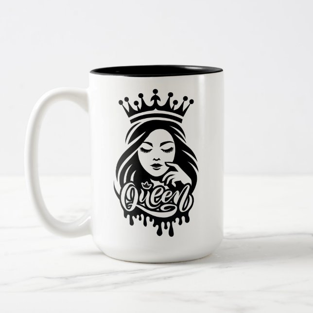 Caneca De Café Em Dois Tons Queen Design – Elegant Royal Crown (Esquerda)