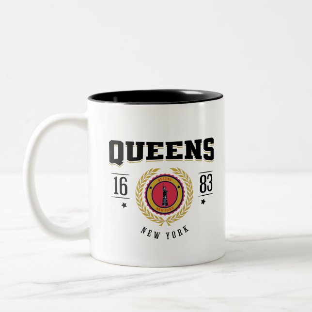 Caneca De Café Em Dois Tons Queens New York 1683 Black (Esquerda)