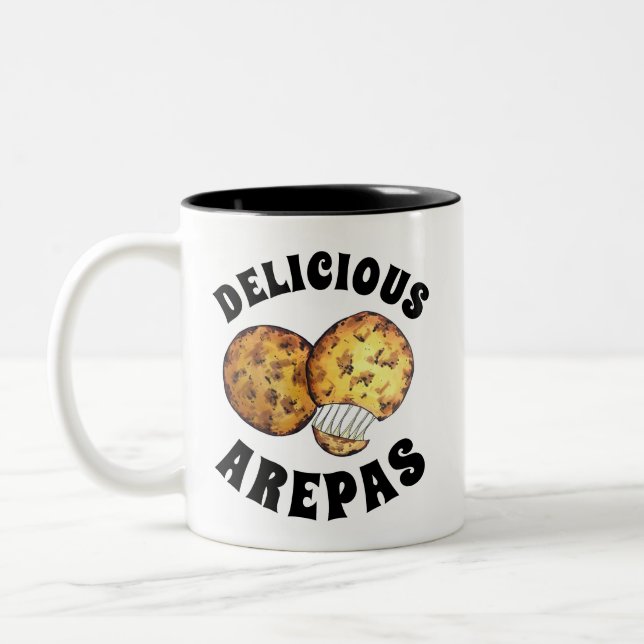 Caneca De Café Em Dois Tons Queijo gostoso Arepas Comida sul-americana (Esquerda)