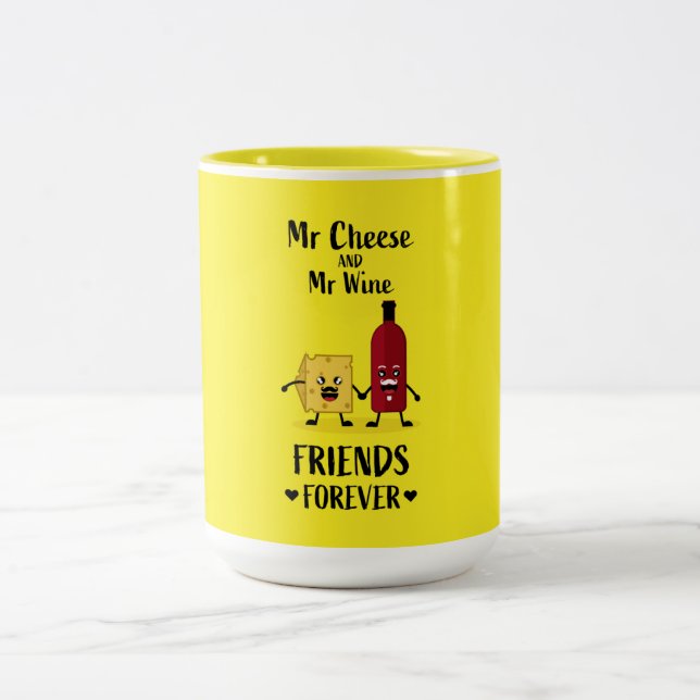 Caneca De Café Em Dois Tons Queijos E Amantes De Vinho (Centro)