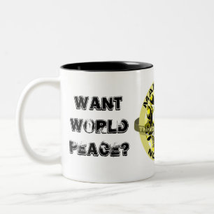 Caneca De Café Em Dois Tons Queira a paz de mundo?