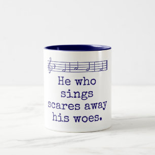 Caneca De Café Em Dois Tons Quem Canta Assusta-Se Com Os Seus Pais - Citação M