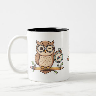 Caneca De Café Em Dois Tons QUEM ESTÁ PRONTO PARA A ESCOLA? Ilustração de Coru