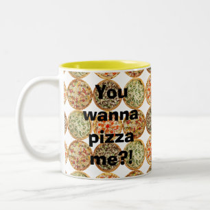 Caneca De Café Em Dois Tons "Quer me fazer pizza?!"