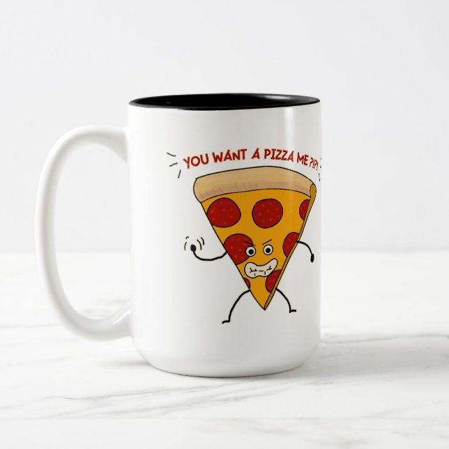 Caneca De Café Em Dois Tons Quer uma Pizza?!? (Esquerda)