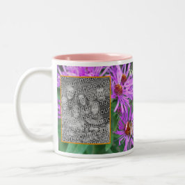 Caneca De Café Em Dois Tons Querida Bebida No Flor De Aster Rosa, Adicione Sua