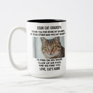 Caneca De Café Em Dois Tons Querida Cat Avô Engraçado Nome e foto de gato pe