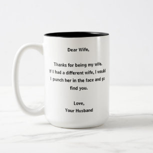 Caneca De Café Em Dois Tons Querida Esposa Engraçada Amor