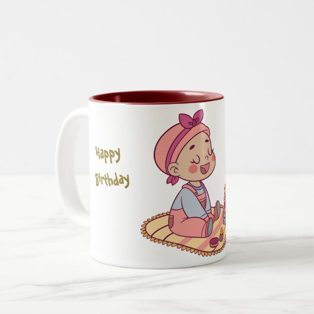 Caneca De Café Em Dois Tons Querida menina feliz aniversário (Frente Esquerda)