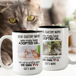 Caneca De Café Em Dois Tons Querido Gato Engraçado Dizendo | Nome e foto de ga