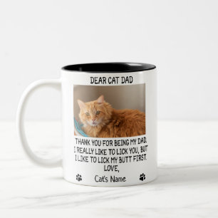 Caneca De Café Em Dois Tons Querido Pai de gato, foto e nome do gato personali