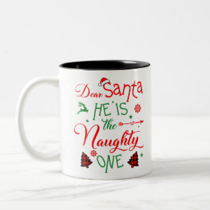 Caneca De Café Em Dois Tons queridos Papais noeis, ele é a família malvada Chr