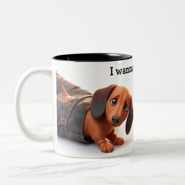 Caneca De Café Em Dois Tons Quero Pôr Aquele Cachorro (Esquerda)