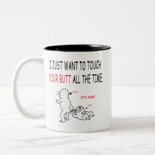 Caneca De Café Em Dois Tons quero tocar seu bumbum o tempo todo MelhorVendendo
