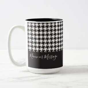 Caneca De Café Em Dois Tons Quic Black and White Houndstooth moderno