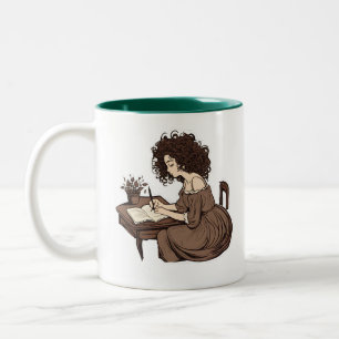 Caneca De Café Em Dois Tons Quill & Curls: Uma Mug de Momento de Diário