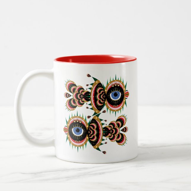 Caneca De Café Em Dois Tons Quimera - Peixe-Pássaro Mug (Esquerda)