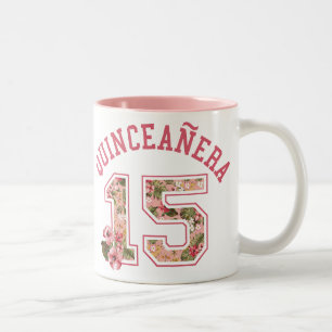 Caneca De Café Em Dois Tons Quinceanera 15 Palidez Atlética Rosa